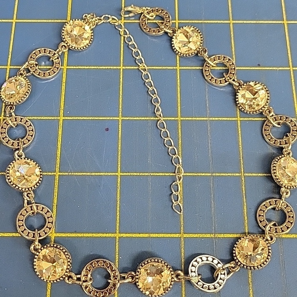 Diamond Faux Circle Silver Tone 20" Necklace